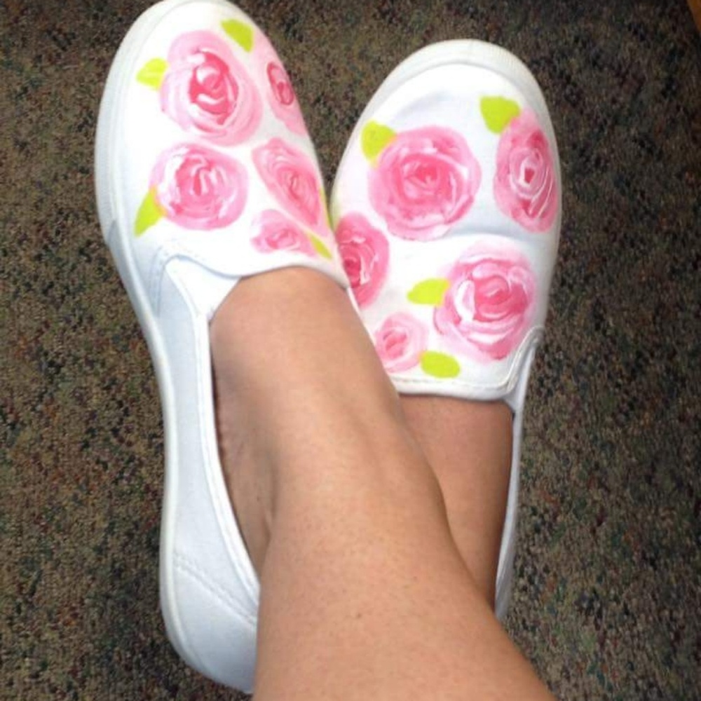 Rose painted shoes